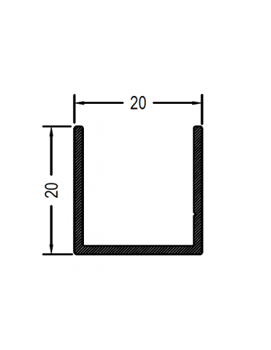 U de 20 x 20 x 1.3mm