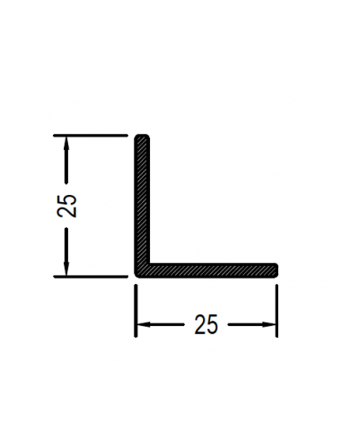 Angulo de 25 x 25 x 1.3mm