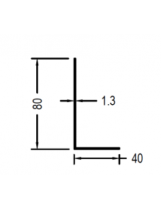 Angulo de 80 x 40 x 1.3mm