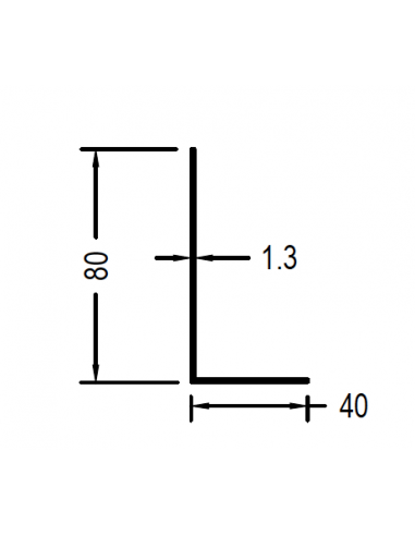 Angulo de 80 x 40 x 1.3mm